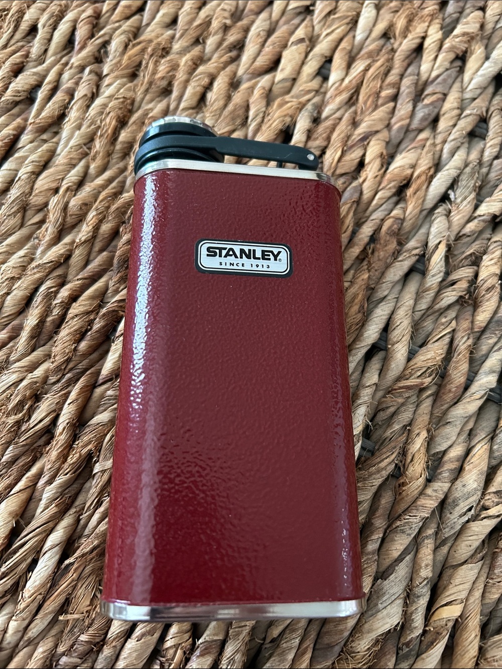 Stanley Burgundy Red 8oz. Flask with Silver Accents